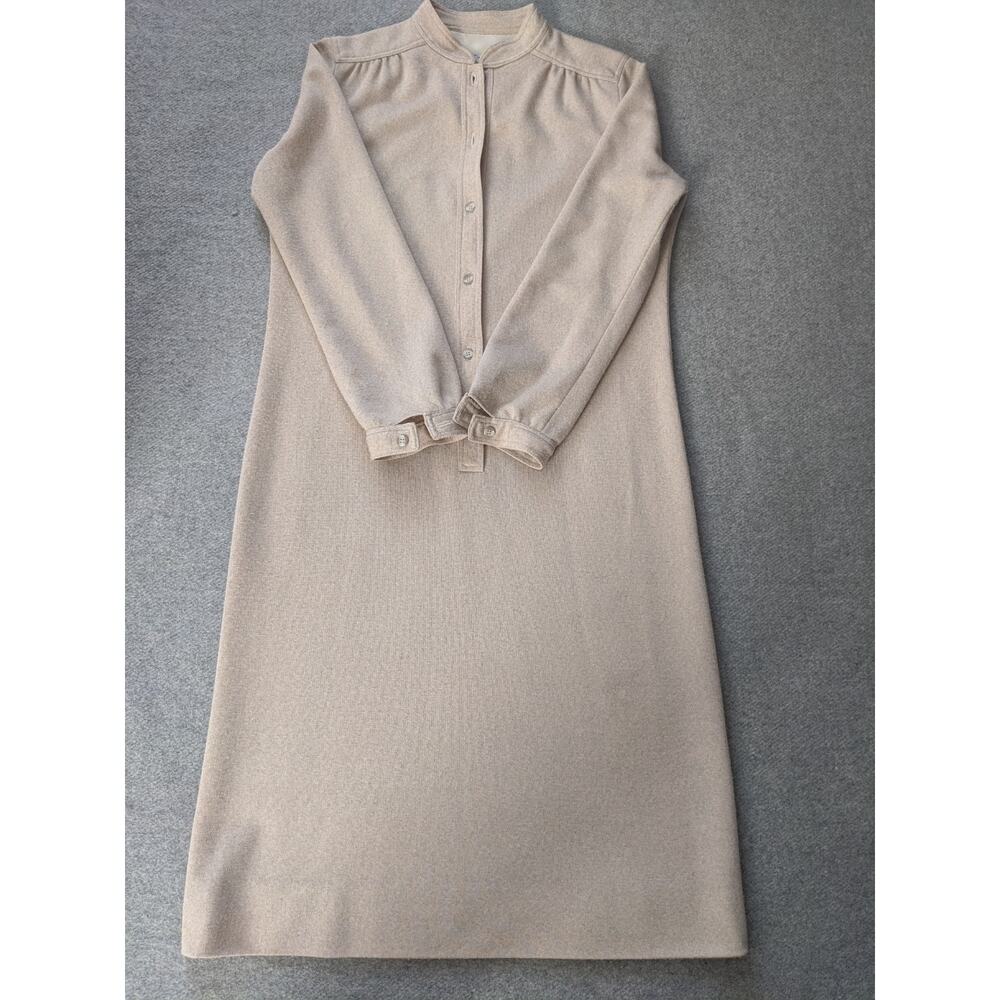 Vintage Nat Kaplan Couture Coat Dress Beige Wool Blend 60s